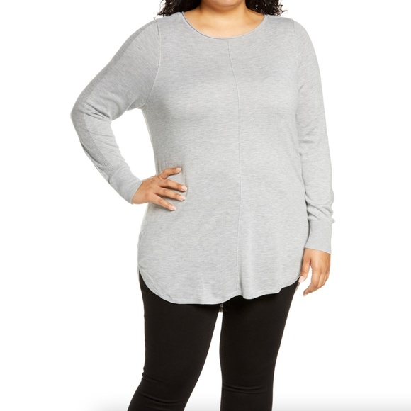 Caslon Shirttail Tunic Sweater In Grey Heather - Picture 1 of 8